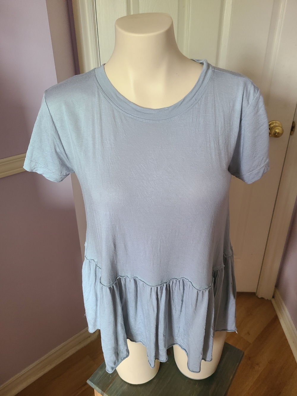 Truly Madly Deeply Grey Short Sleeve Peplum Tee
